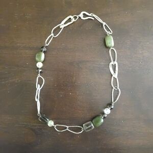 Silpada Silver Necklace with Green Accents